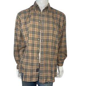 VTG Burberry Classic Check/Plaid Pattern Long Sleeve Button Down Men’s XL
